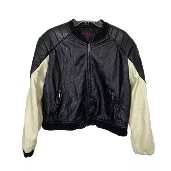 YOKI Womens Jacket Sz 2XL Faux Leather Moto Biker 1980's Style - Picture 1 of 8